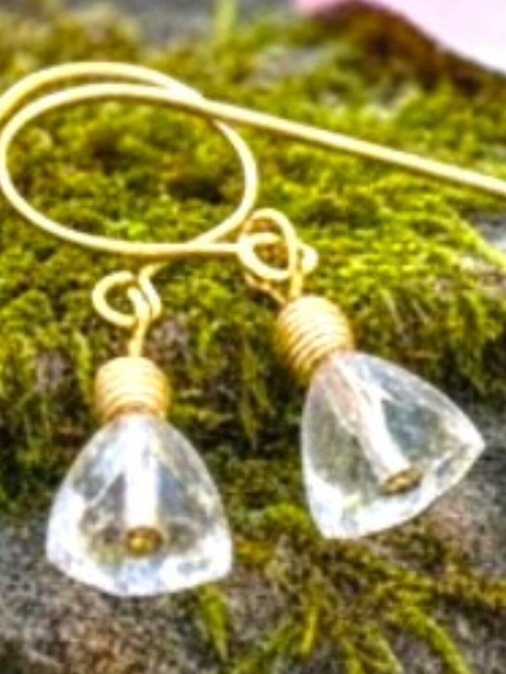 Handmade Rose Quartz Gold Filled Earrings; Minimalist Pink Gemstone Jewelry